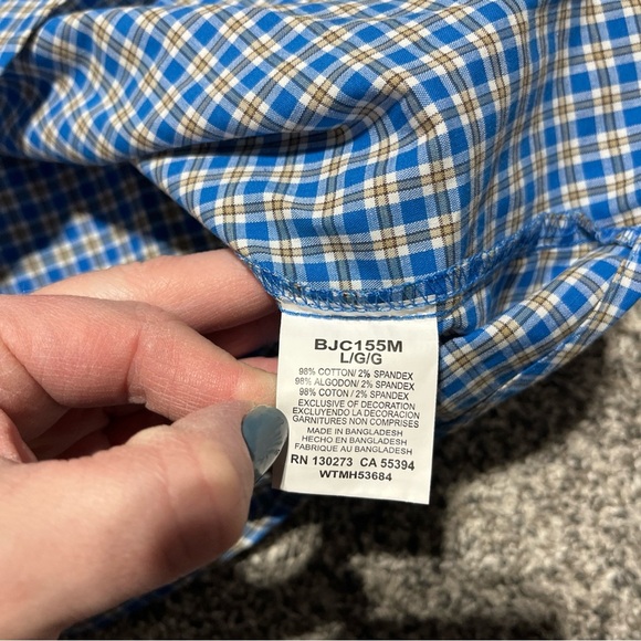 wrangler 20x competition shirt youth boy L blue plaid cowboy long sleeve rodeo - Picture 8 of 10